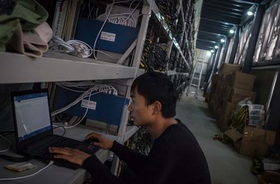 A vast mining farm utilizing renewable energy sources, showcasing a commitment to sustainable Bitcoin mining.