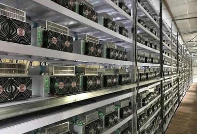 Industrial mining farm cooling system in operation