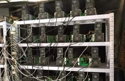 Advanced Bitcoin mining rig setup in a hosted facility